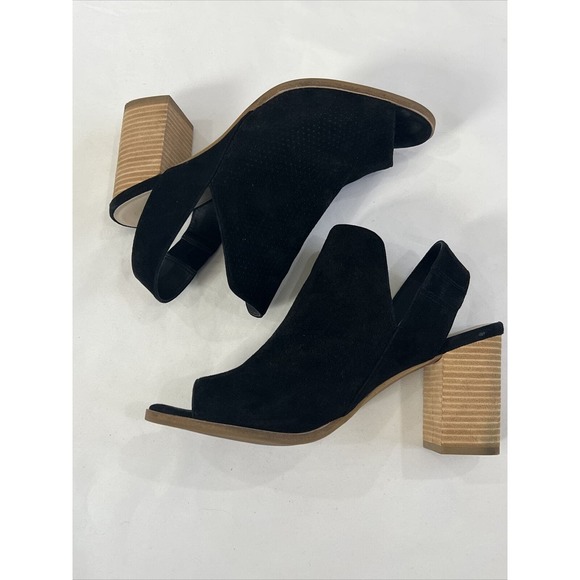 Cole Haan Callista Open Toe Sling Black Suede Bootie Size 10B Sz 10 Peep Toe - Picture 12 of 14